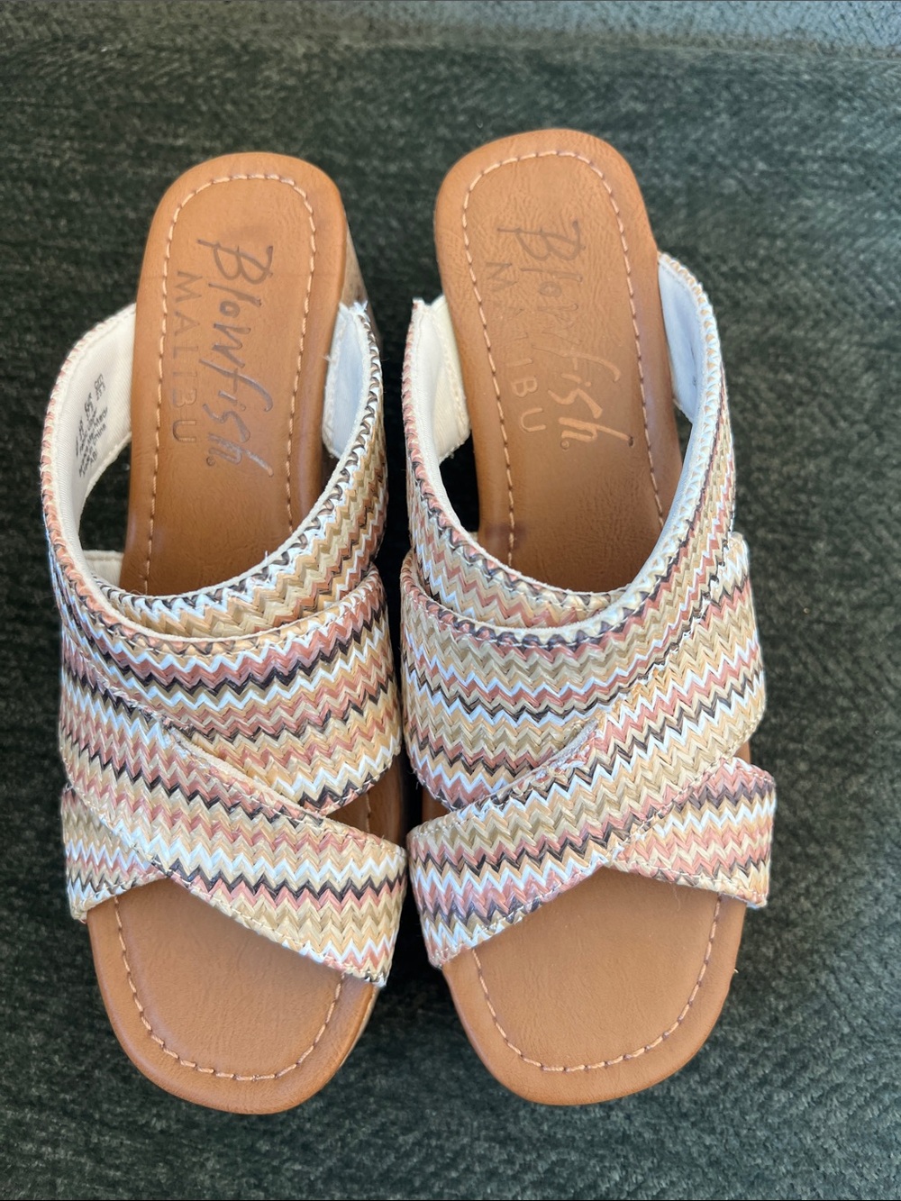 Malibu Multicolor Zigzag Crisscross Slide Mules